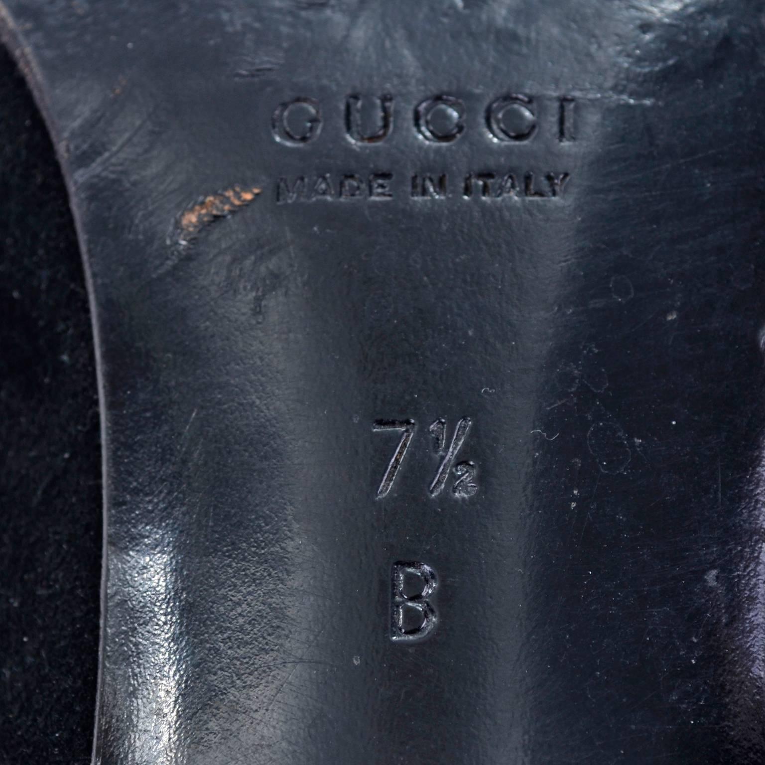 Vintage Horsebit Gucci Schuhe aus schwarzem Wildleder, Größe 7,5 mit Karton im Angebot 4