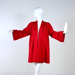 Vintage Red Wool Swing Coat Late 1940s Evening or Day Jacket