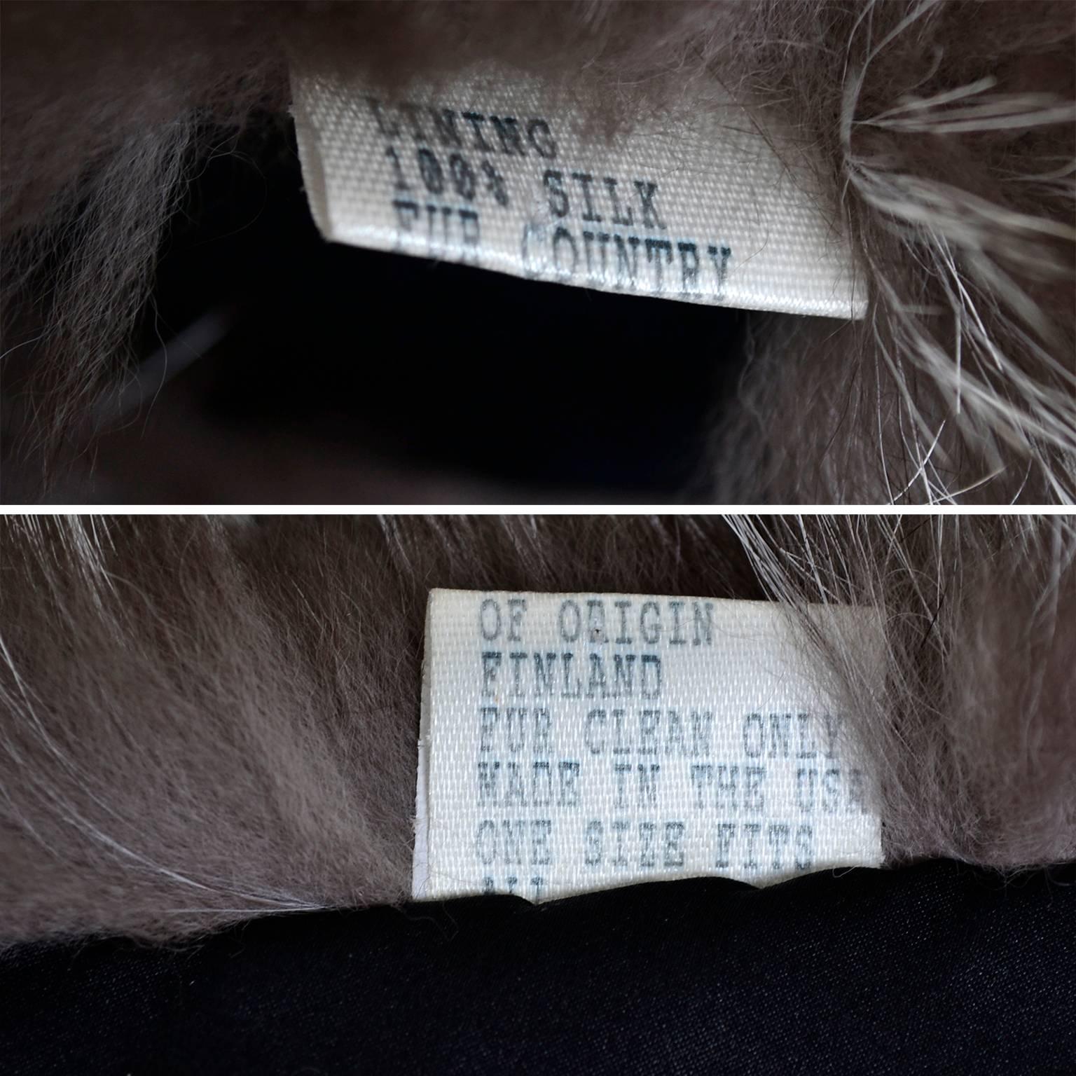 Black Carolina Herrera Silver Fox Fur Stole Wrap With Silk Lining Saks Fifth Avenue