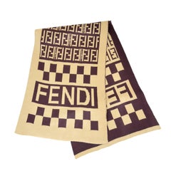  Fendi Vintage Zucca Monogram Cashmere Wool Logo Scarf Muffler 