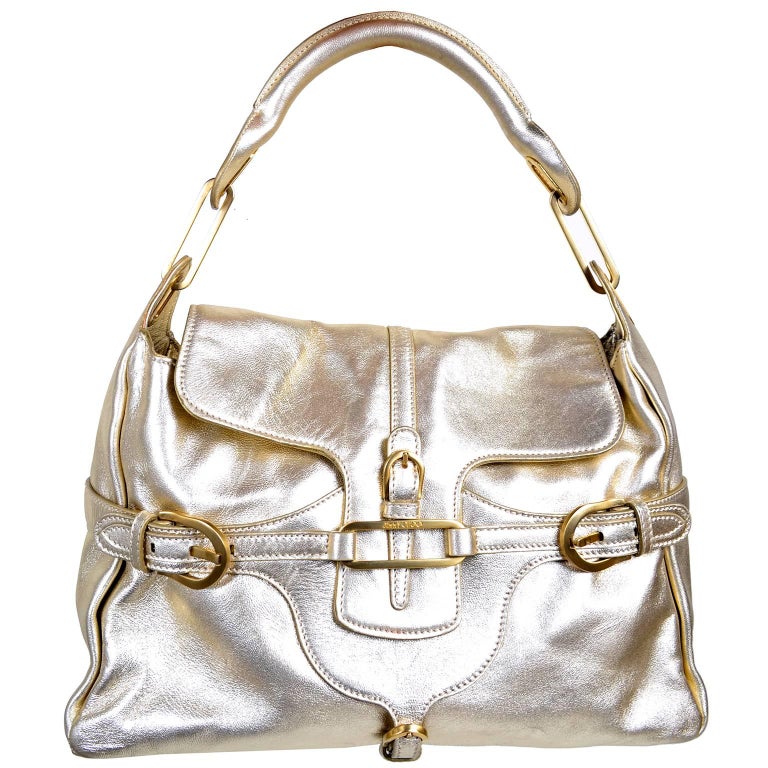 Jimmy Choo Vintage Gold Leather Hobo Bag Handbag For Sale at 1stDibs