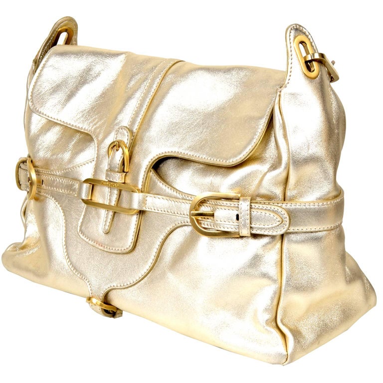 Jimmy Choo Vintage Gold Leather Hobo Bag Handbag For Sale at 1stDibs