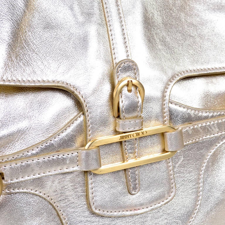 Jimmy Choo Vintage Bag Gold Leather Hobo Bag Handbag  For Sale 4