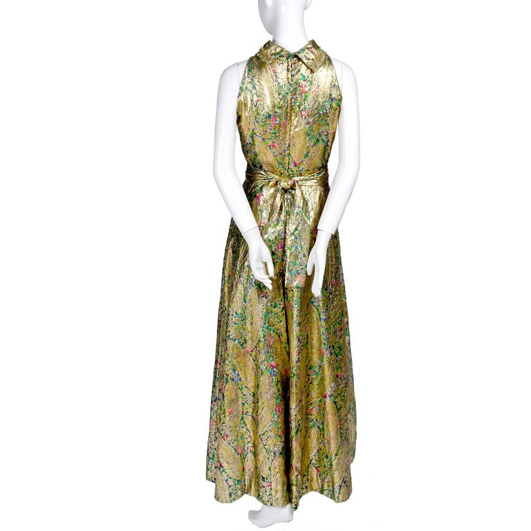 1970s Gold Lame Knit Jumpsuit with Wide Pleated Legs main image 1
