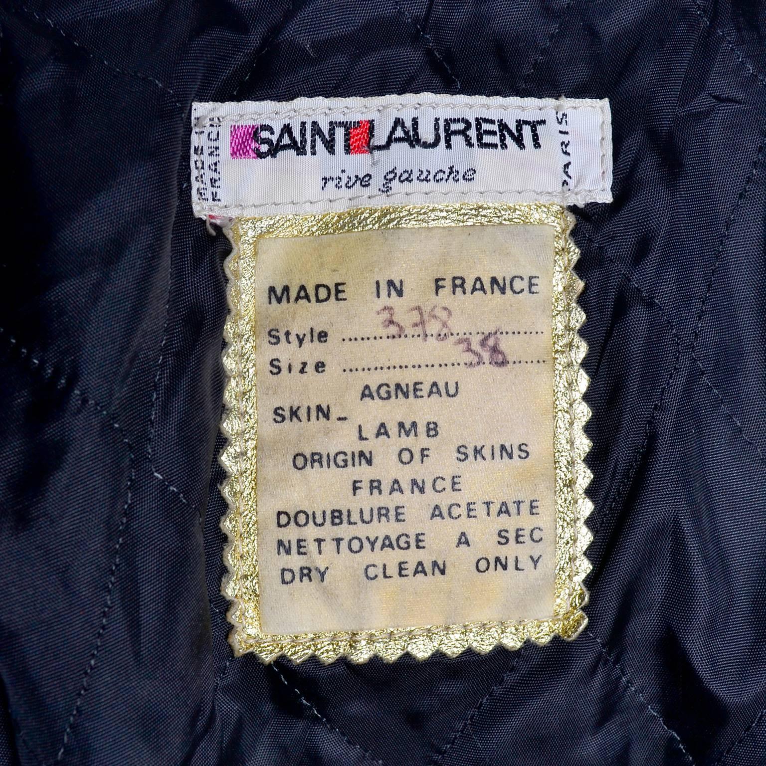 YSL Yves Saint Laurent Vintage Gold Leather Duffel Coat W/ Velvet Lined Hood  3