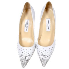 Jimmy Choo Abel White Leather Shoes with Silver Studs Unworn Size 37.5