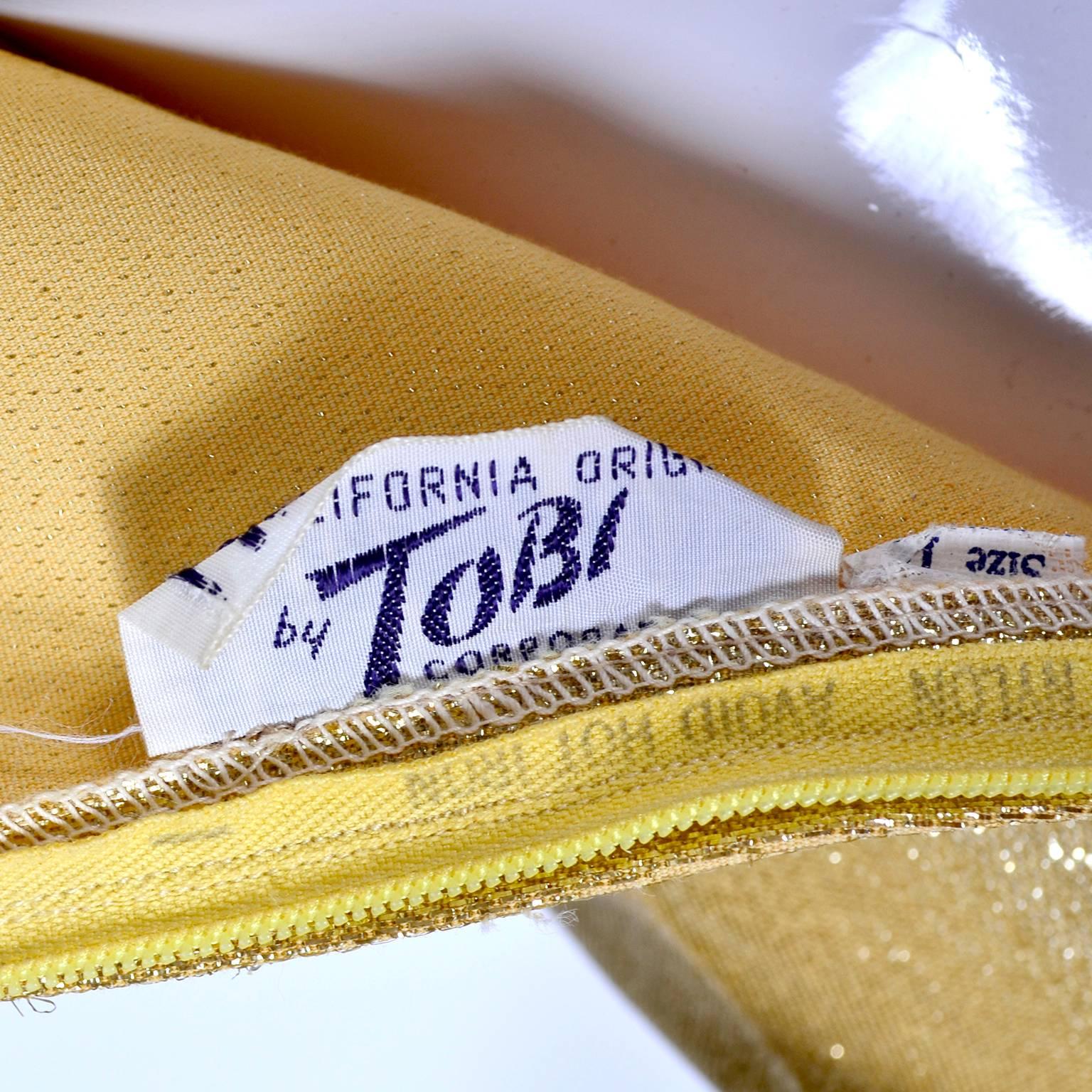 Women's 1950s Rare Vintage Jumpsuit Strapless in Gold Lurex With Rhinestones & Pearls