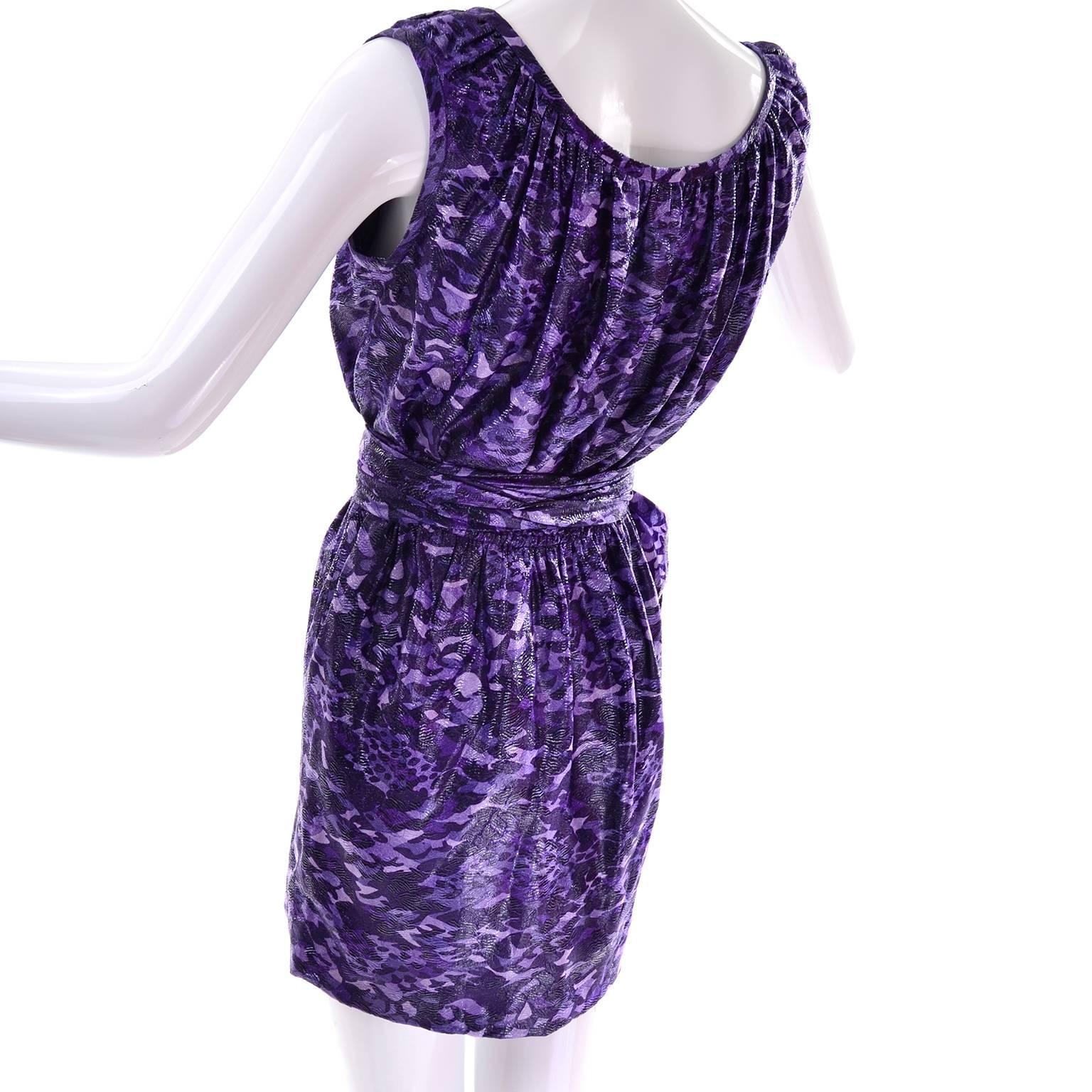 Marc Jacobs Dress in a Purple and Black Metallic Leopard Print Silk ...