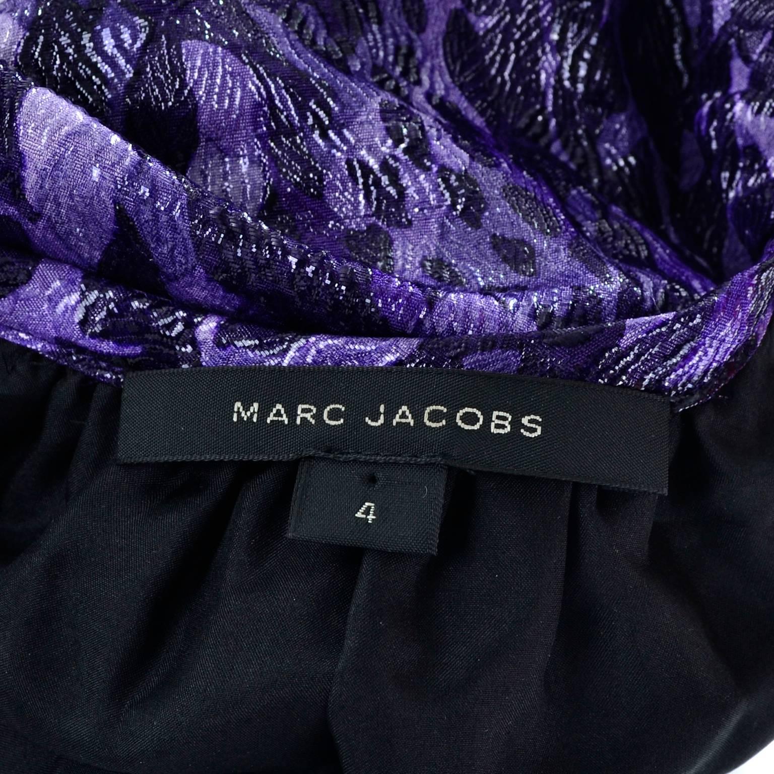 Marc Jacobs Dress in a Purple and Black Metallic Leopard Print Silk Size 4 In Excellent Condition In Portland, OR