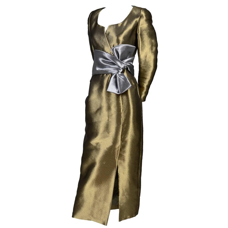 Stanley Platos Martin Ross Vintage Dress Mixed Metallic Evening Gown ...