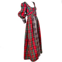 1960s Leo Narducci Vintage Holiday Dress Wide Leg Jumpsuit in Red Plaid