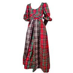 1960s Leo Narducci Vintage Holiday Dress Wide Leg Jumpsuit in Red Plaid