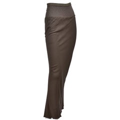 Rick Owens Distressed Brown Wool Skirt W/Fishtail Hem F/W 2008 Stag Collection 