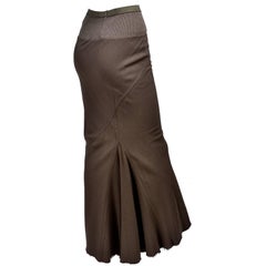 Rick Owens Distressed Brown Wool Skirt W/Fishtail Hem F/W 2008 Stag Collection