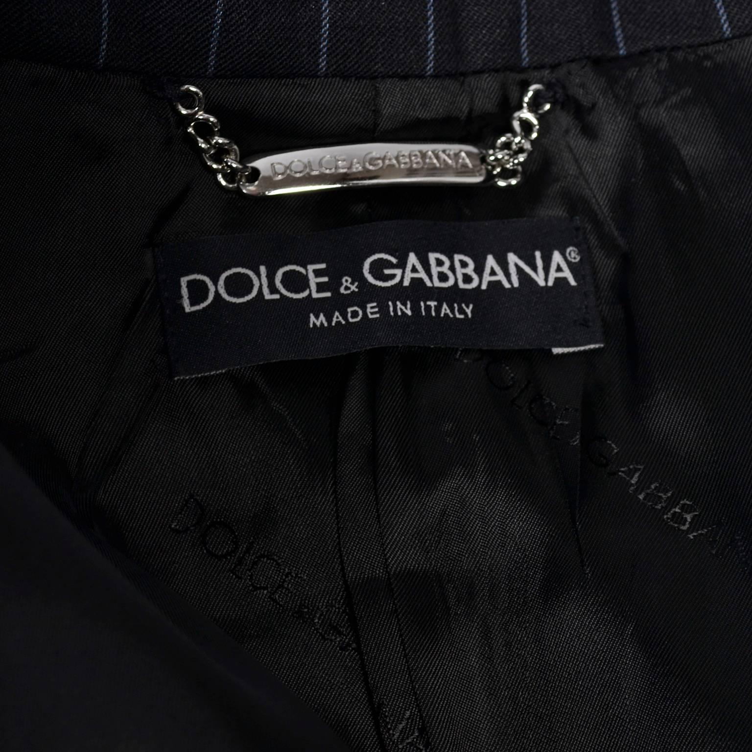 Women's Dolce & Gabbana Vintage Charcoal Pinstripe Trouser Suit W/ blazer & Pants 48