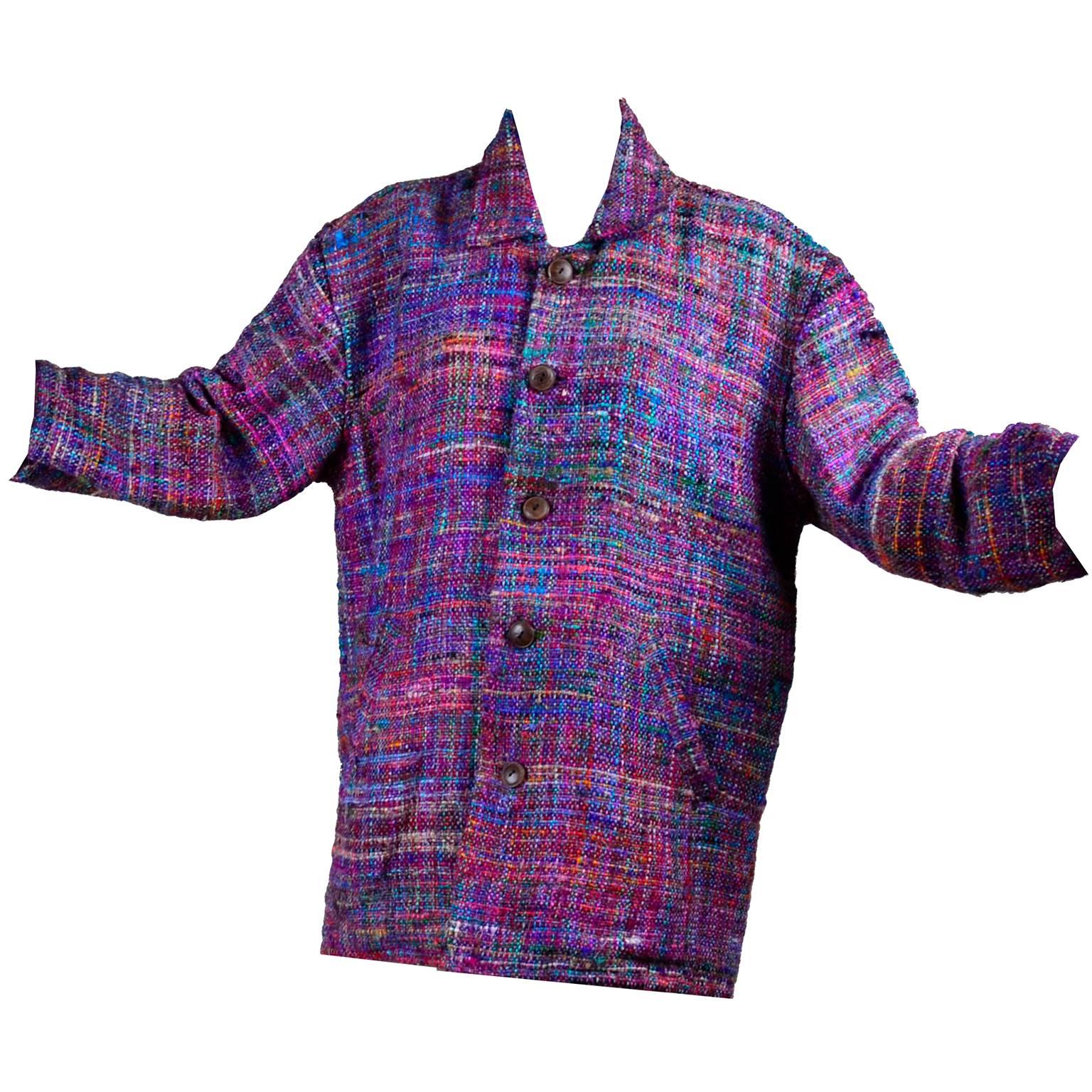 1980s Vintage Jacket in Multi Colored Silk Tweed 