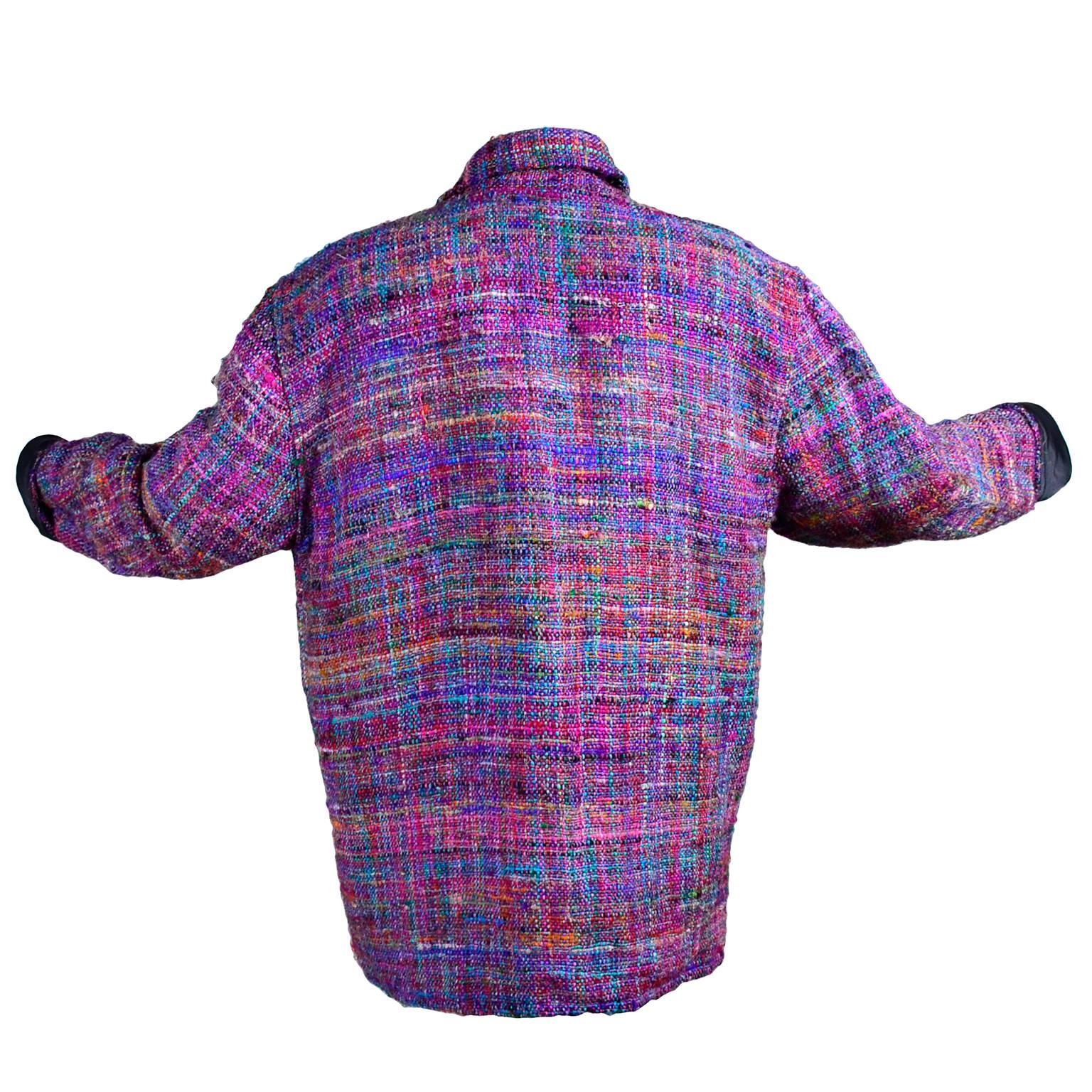 Purple 1980s Vintage Jacket in Multi Colored Silk Tweed 