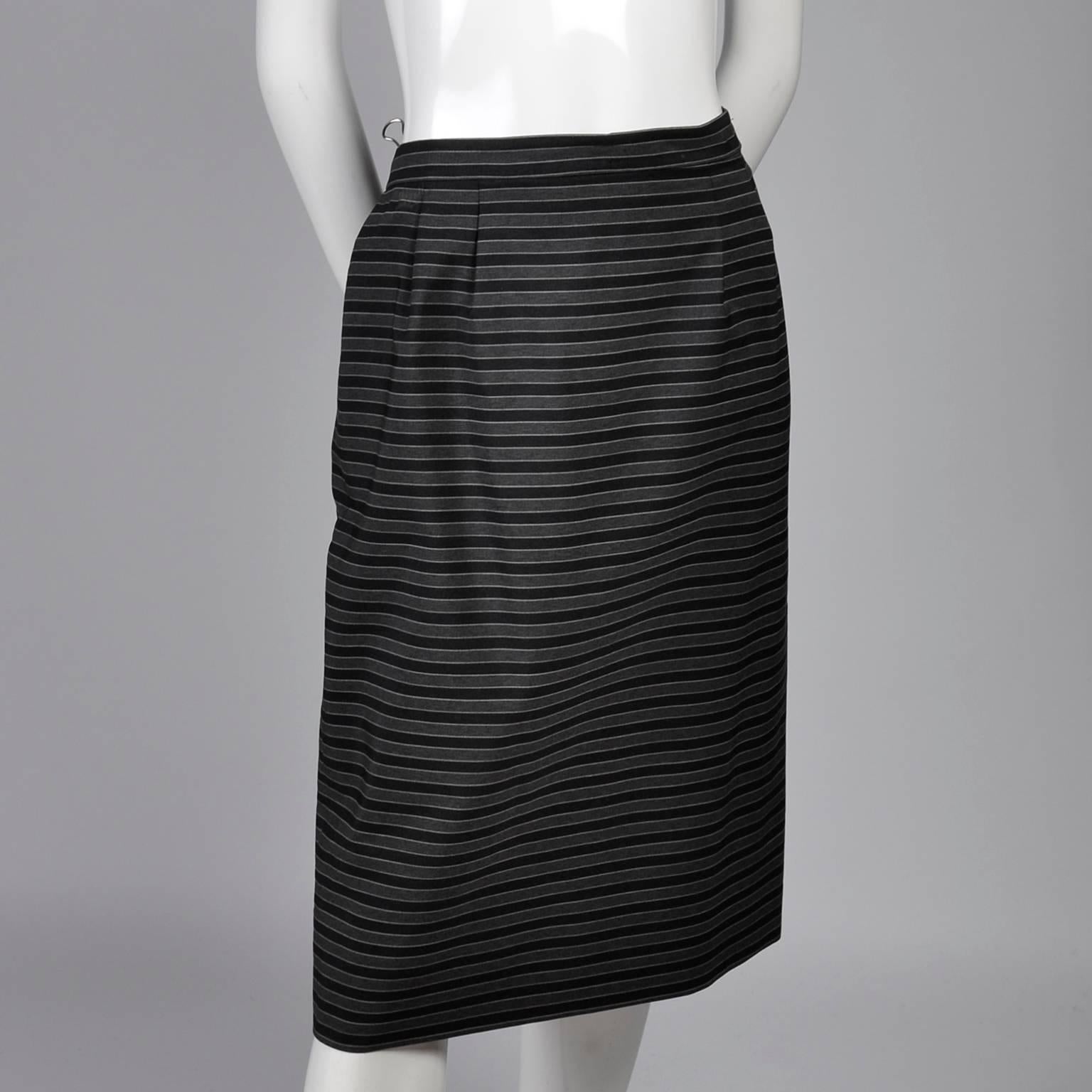 Women's 1960s Vintage Irene Lentz Suit from Bullocks Wilshire in Gray and Black Stripes