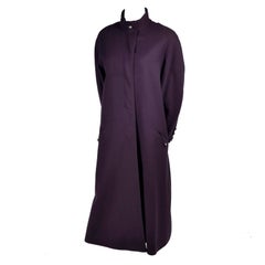 1980s Louis Feraud Purple Wool Vintage Coat With Pockets Size 34