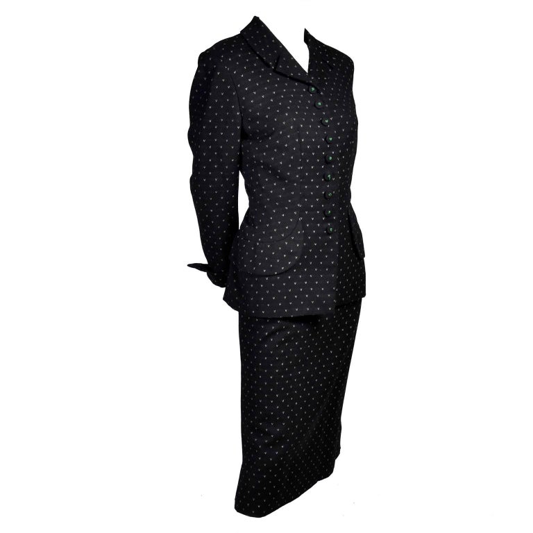 1940s Black Cashmere Skirt Suit