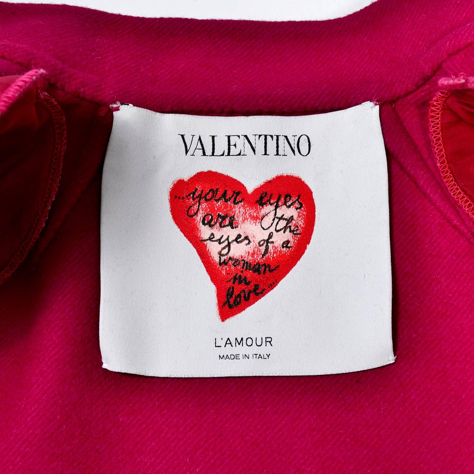 Valentino Jacket L'Amour Raspberry Red Size 4 Small For Sale 1