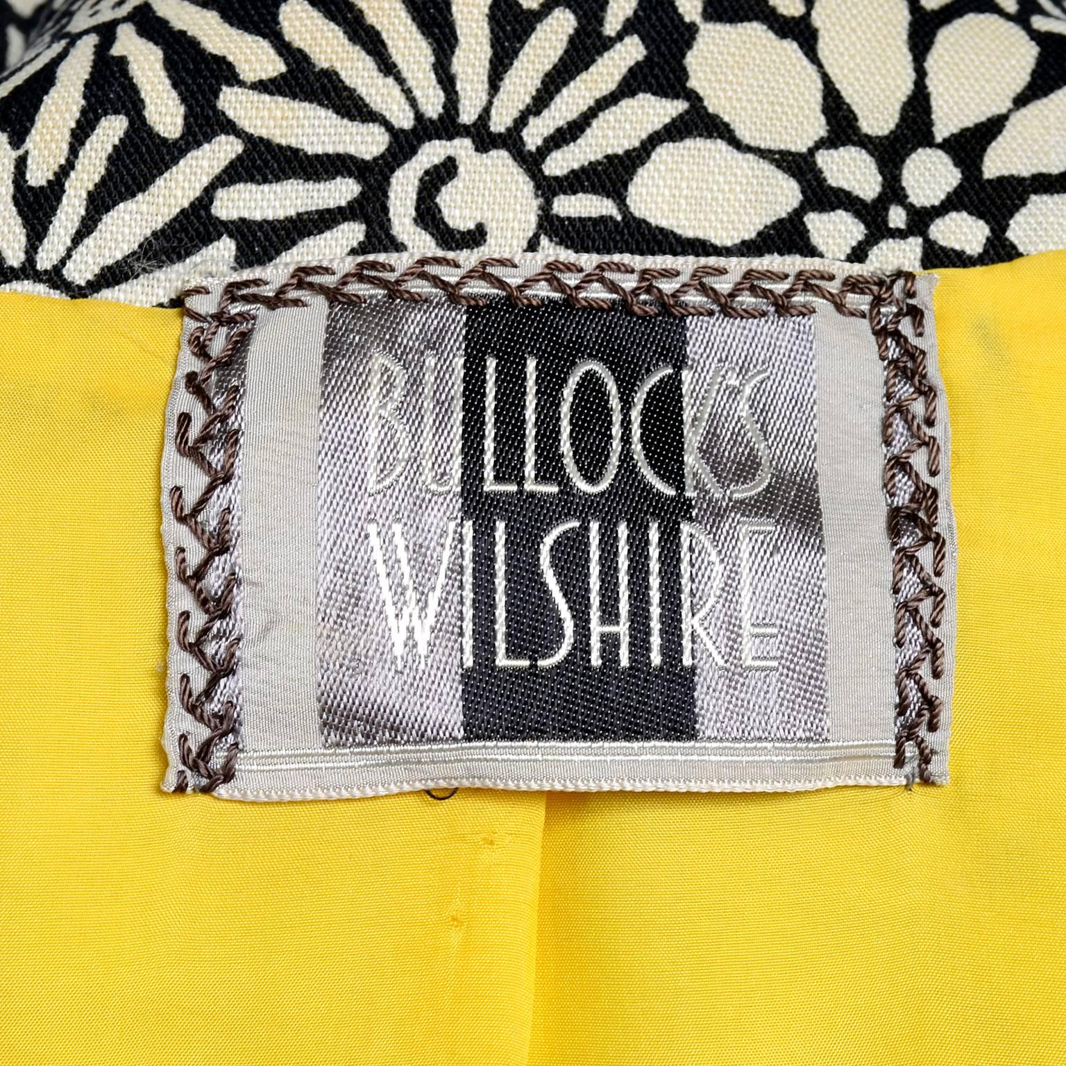 Bullocks Wilshire 1960s Skirt Suit in Floral Linen Print W Marigold Yellow Trim 2
