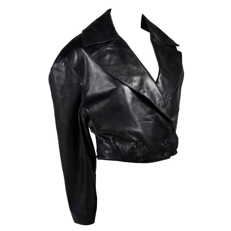 1980s Azzedine Alaia Vintage Jacket in Black Leather Made in France ...