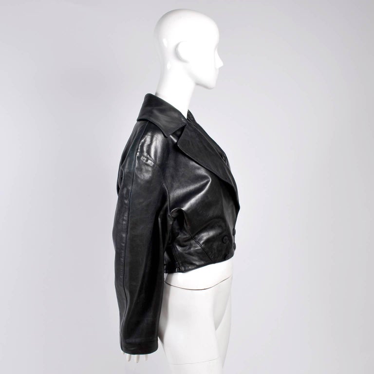 1980s Azzedine Alaia Vintage Jacket in Black Leather Made in France ...