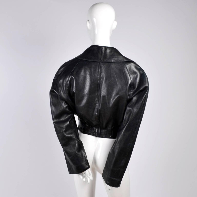 1980s Azzedine Alaia Vintage Jacket in Black Leather Made in France ...