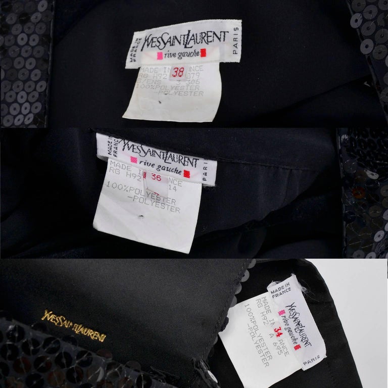 Vintage YSL Yves Saint Laurent Black Sequin Evening Pant Suit ...