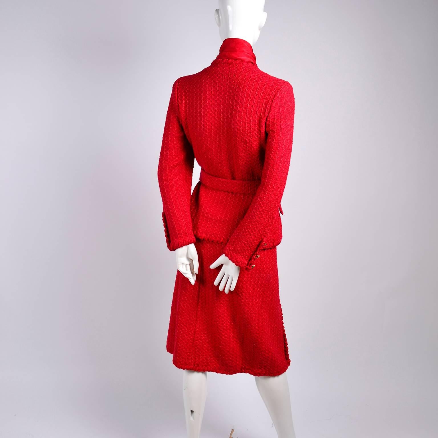 Vintage 1981 Adolfo Red Wool Skirt Suit Made Famous by First Lady Nancy Regan 2