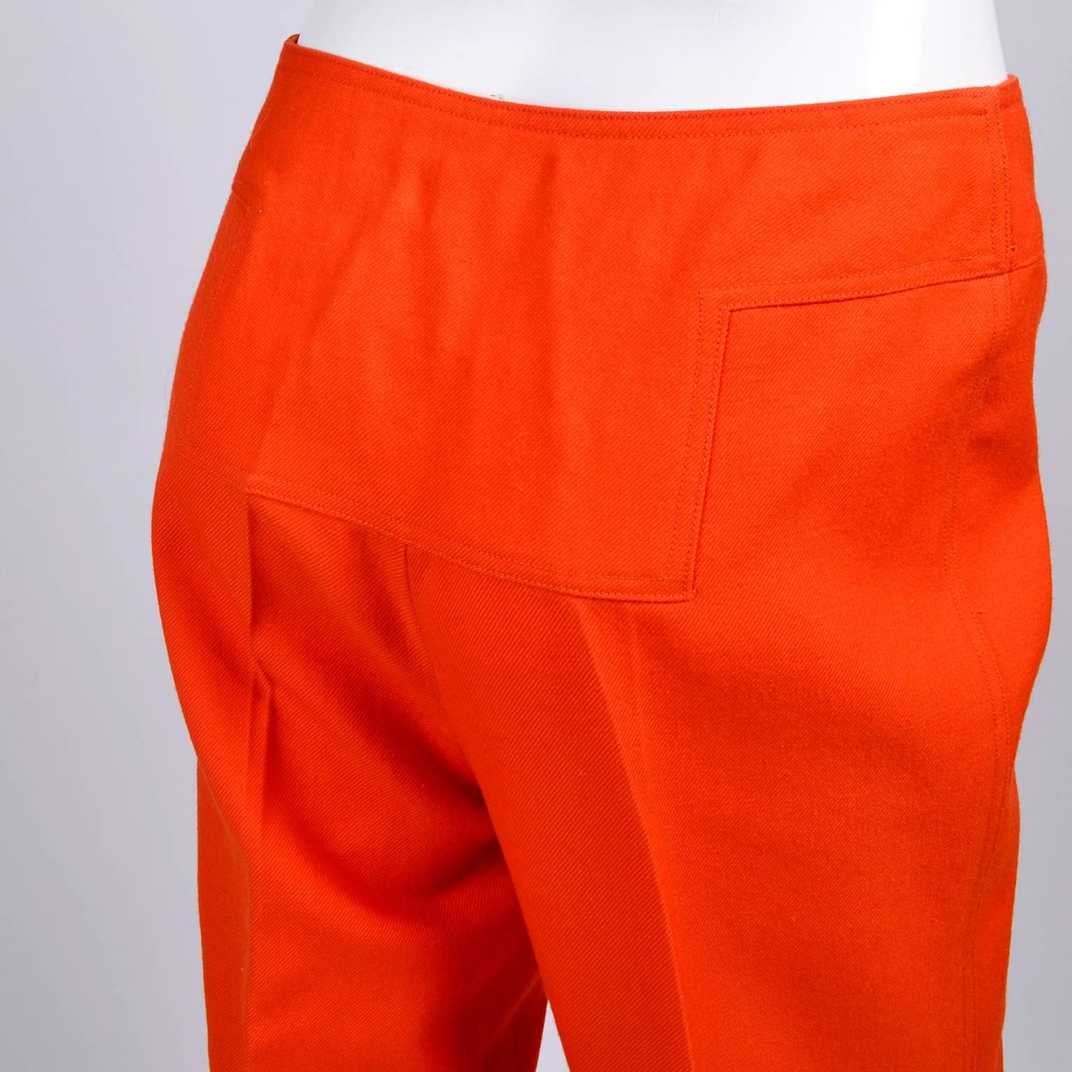 Red Vintage Courreges Orange Wool High Waisted Pants