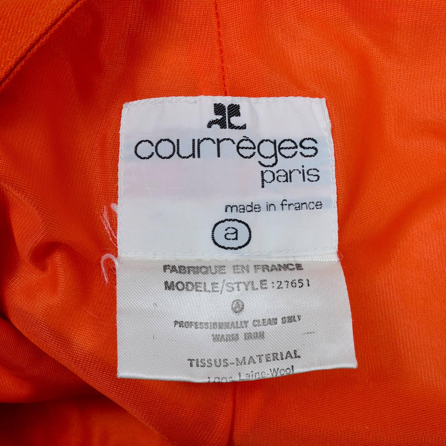 Vintage Courreges Orange Wool High Waisted Pants In Excellent Condition In Portland, OR