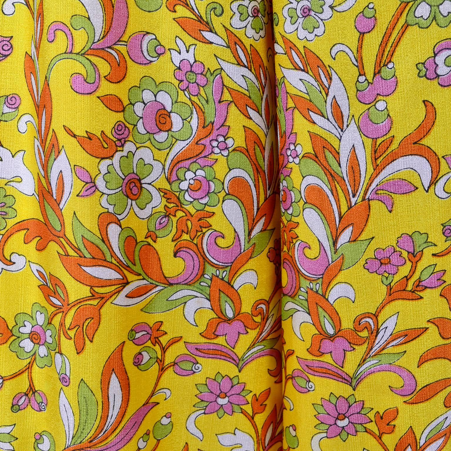 1970s Sea Isle Fashions Vintage Orange Pink & Yellow Palazzo Pant Jumpsuit  2