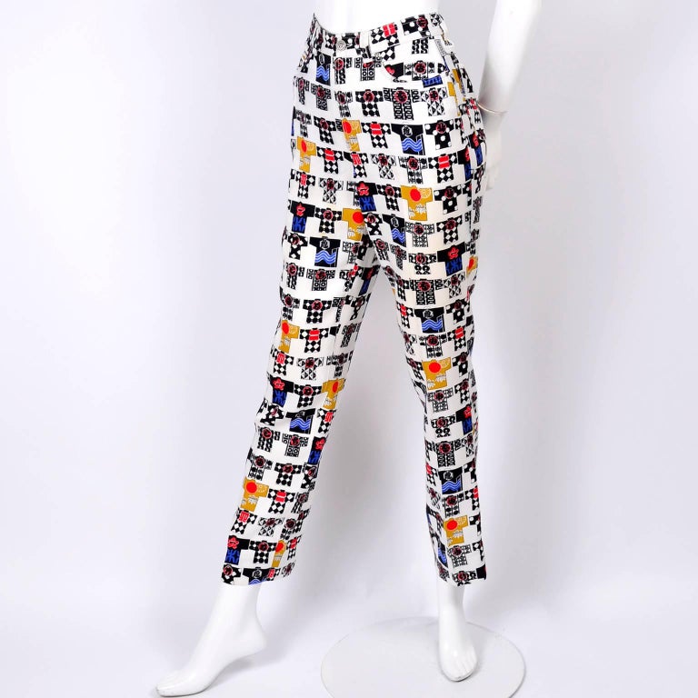 Versace Jeans Couture Rayon Kimono Novelty Print High Waist Pants For ...