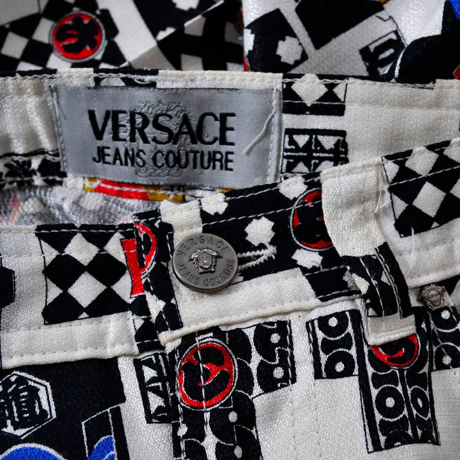 Versace Jeans Couture Rayon Kimono Novelty Print High Waist Pants