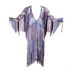 Vintage Rainbow Tiered Fringe Slip Dress with Matching Fringe Jacket or Sweater 2/4