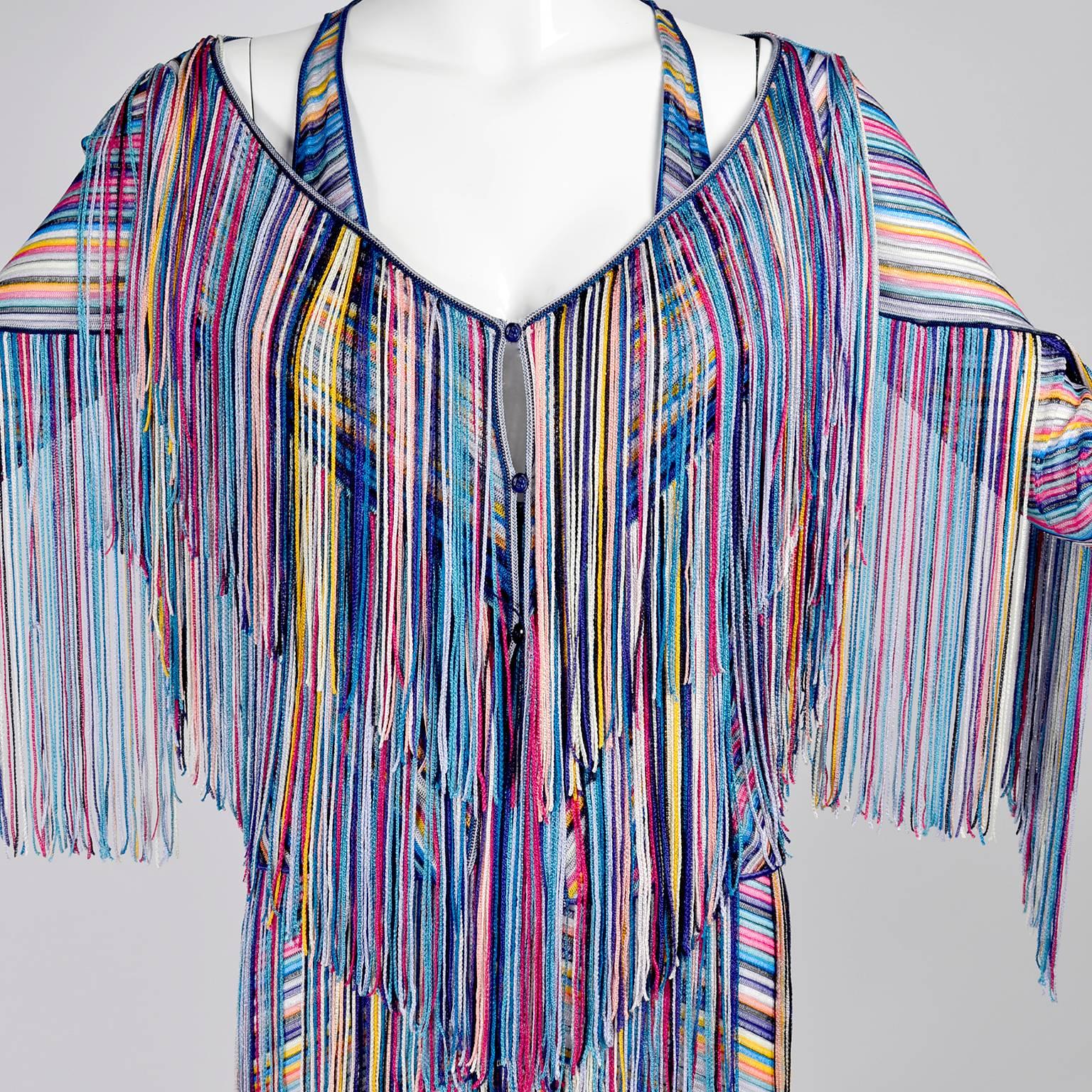 Rainbow Tiered Fringe Slip Dress with Matching Fringe Jacket or Sweater 2/4 2