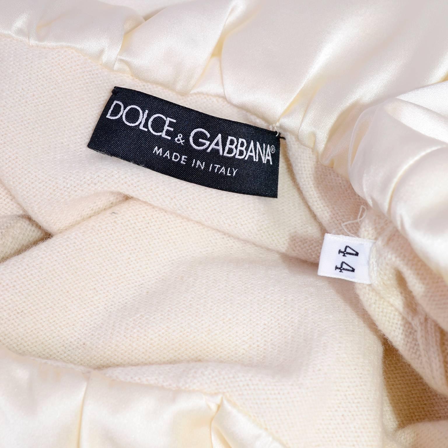 Dolce & Gabbana Cream Cashmere & Silk Off Shoulder Sweater Top Size 44  2