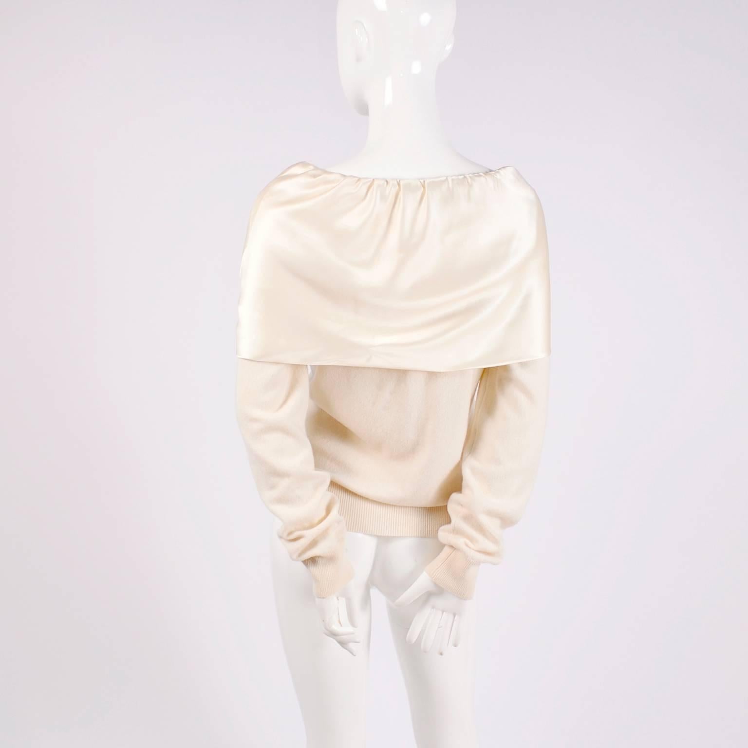 Dolce & Gabbana Cream Cashmere & Silk Off Shoulder Sweater Top Size 44  1