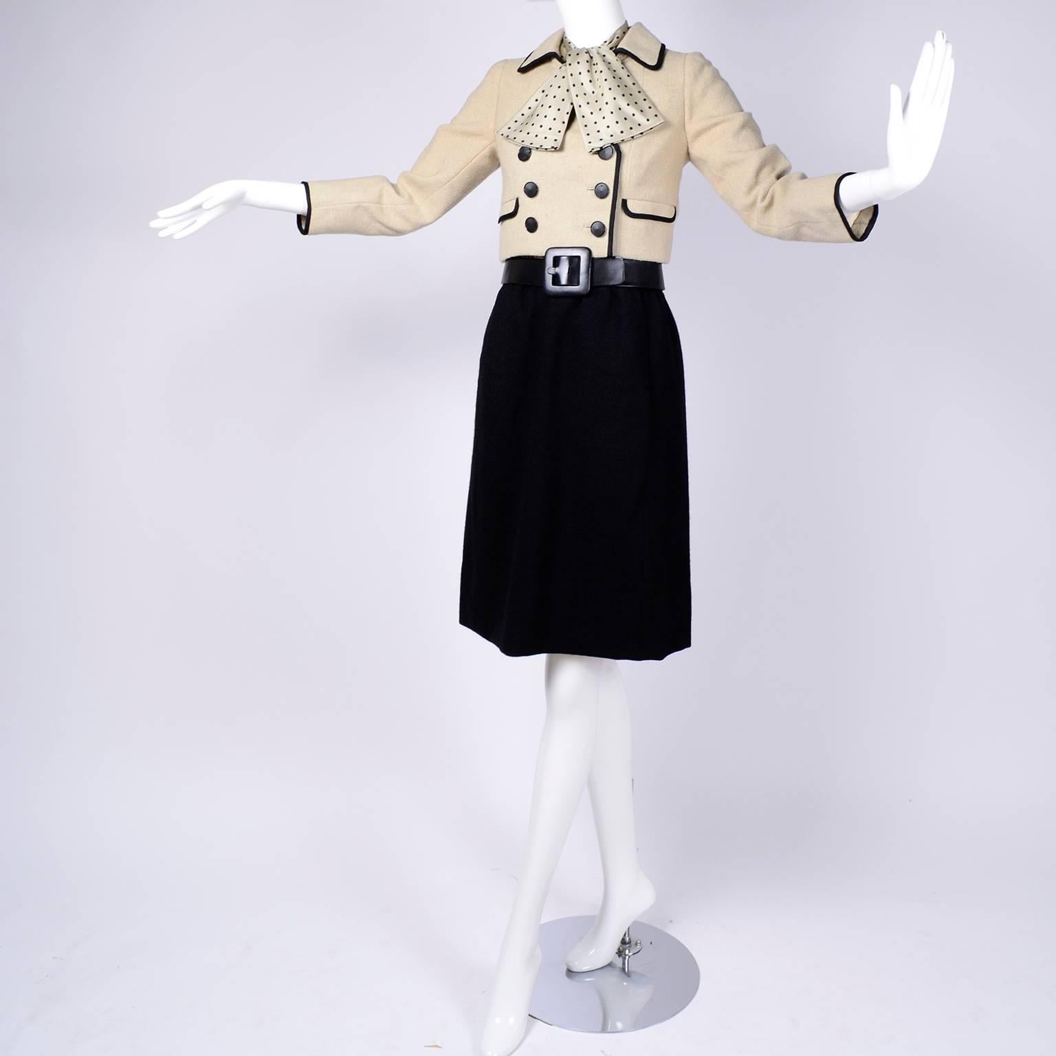 Norman Norell Skirt Jacket and Silk Polka Dot Bow Blouse Suit, 1960s Provenance 2