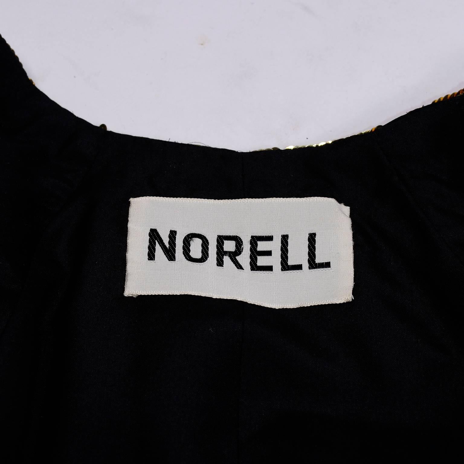 Vintage Gold Sequin Norman Norell Vintage Dress & Jacket Evening Ensemble 5