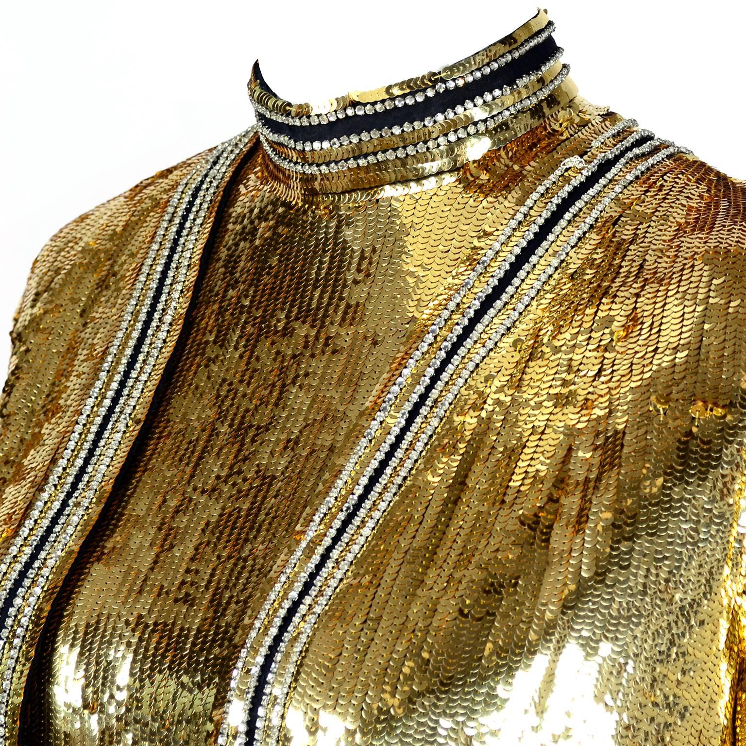 Vintage Gold Sequin Norman Norell Vintage Dress & Jacket Evening Ensemble In Excellent Condition In Portland, OR