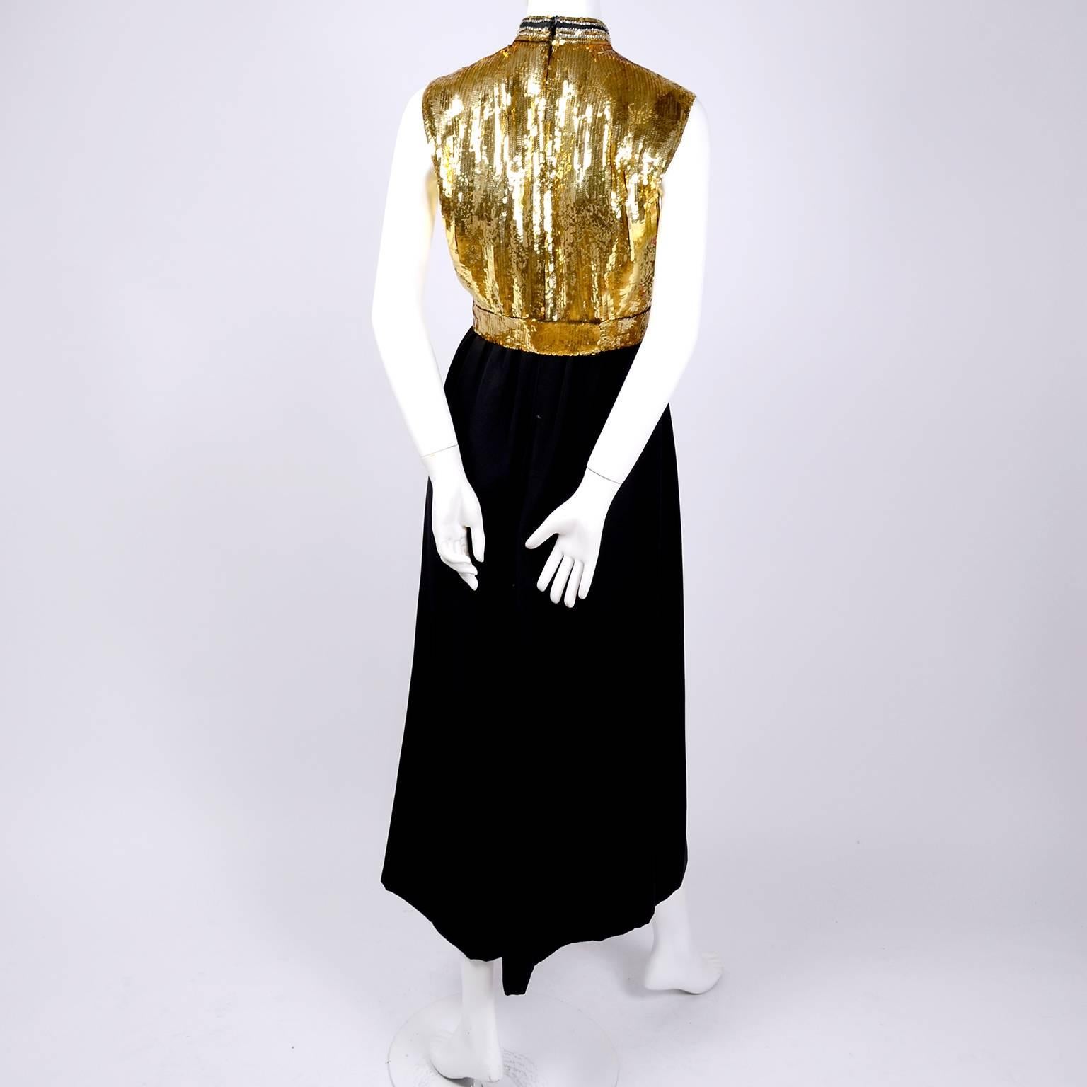 Vintage Gold Sequin Norman Norell Vintage Dress & Jacket Evening Ensemble 4