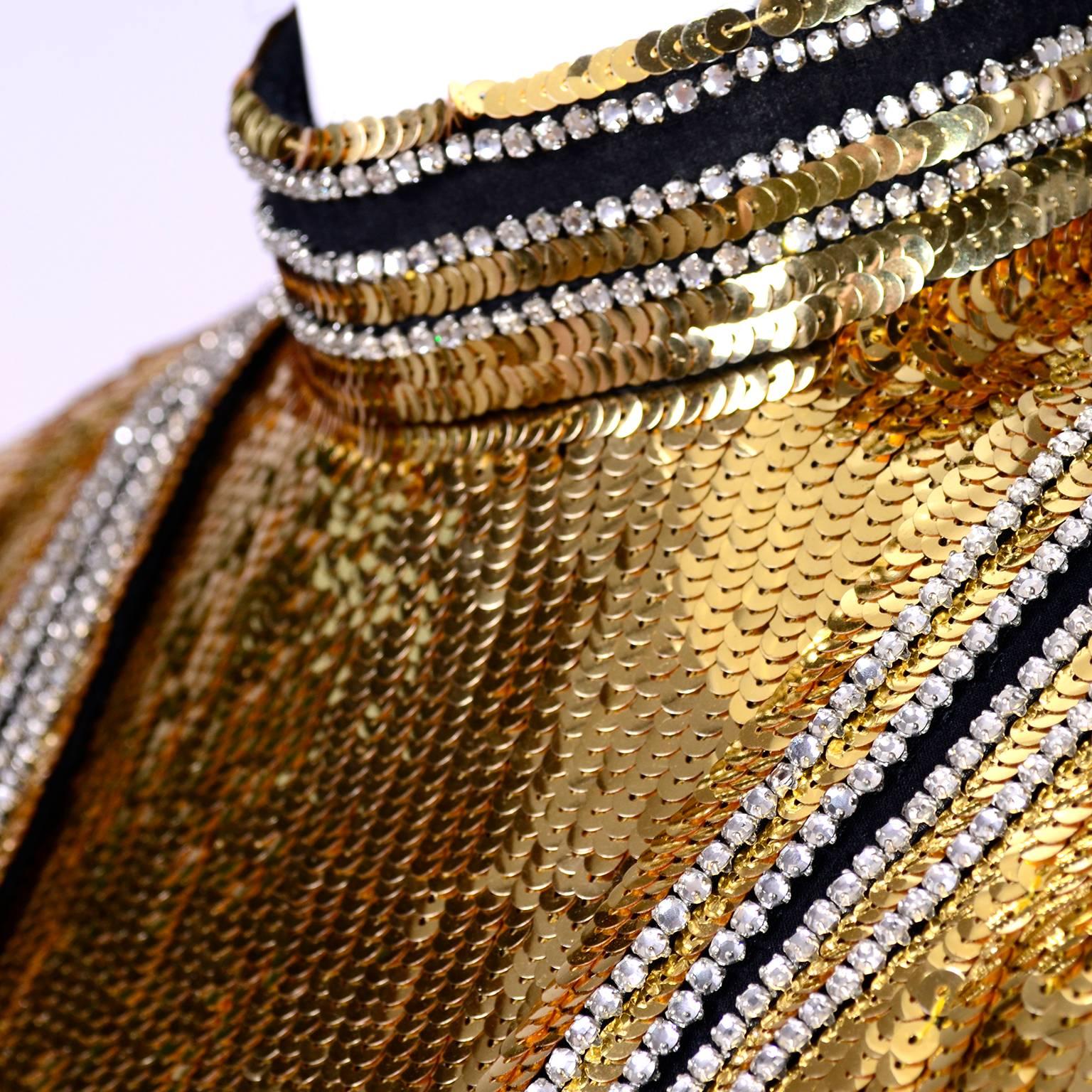 Vintage Gold Sequin Norman Norell Vintage Dress & Jacket Evening Ensemble 2