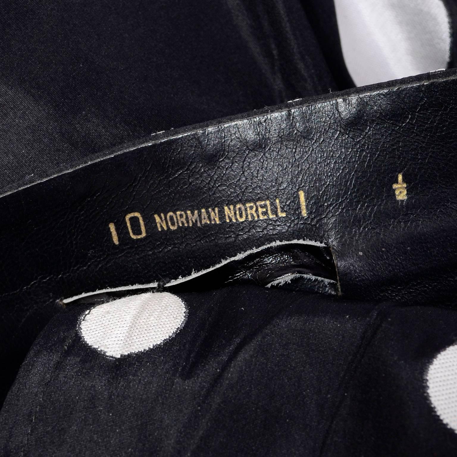 1960s Norman Norell Vintage Dress in Black Taffeta W/ Polka Dots w/ Provenance 3