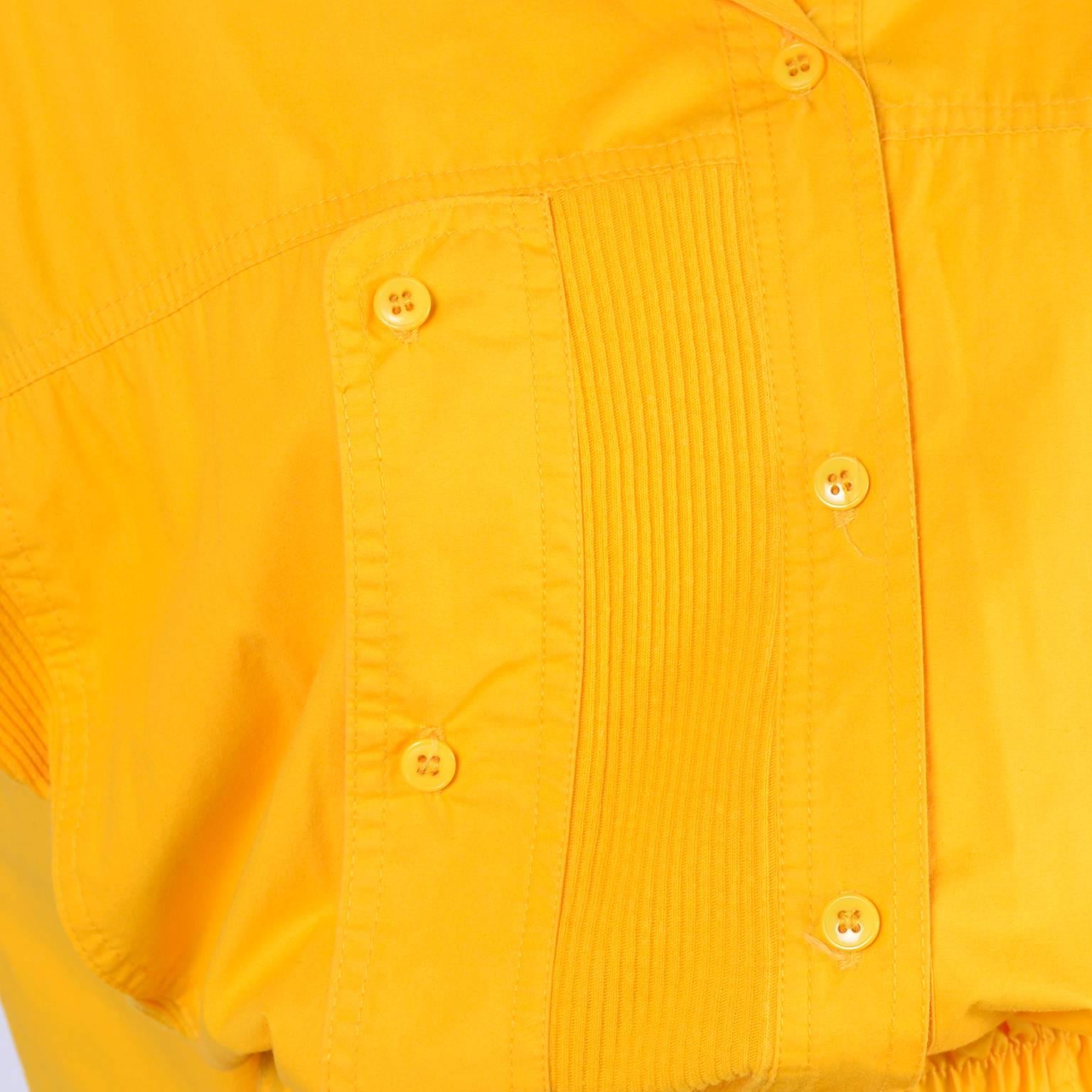 1980s Saint Germain Paris Vintage Jumpsuit in Yellow Cotton With Pockets 8/10 In Excellent Condition In Portland, OR