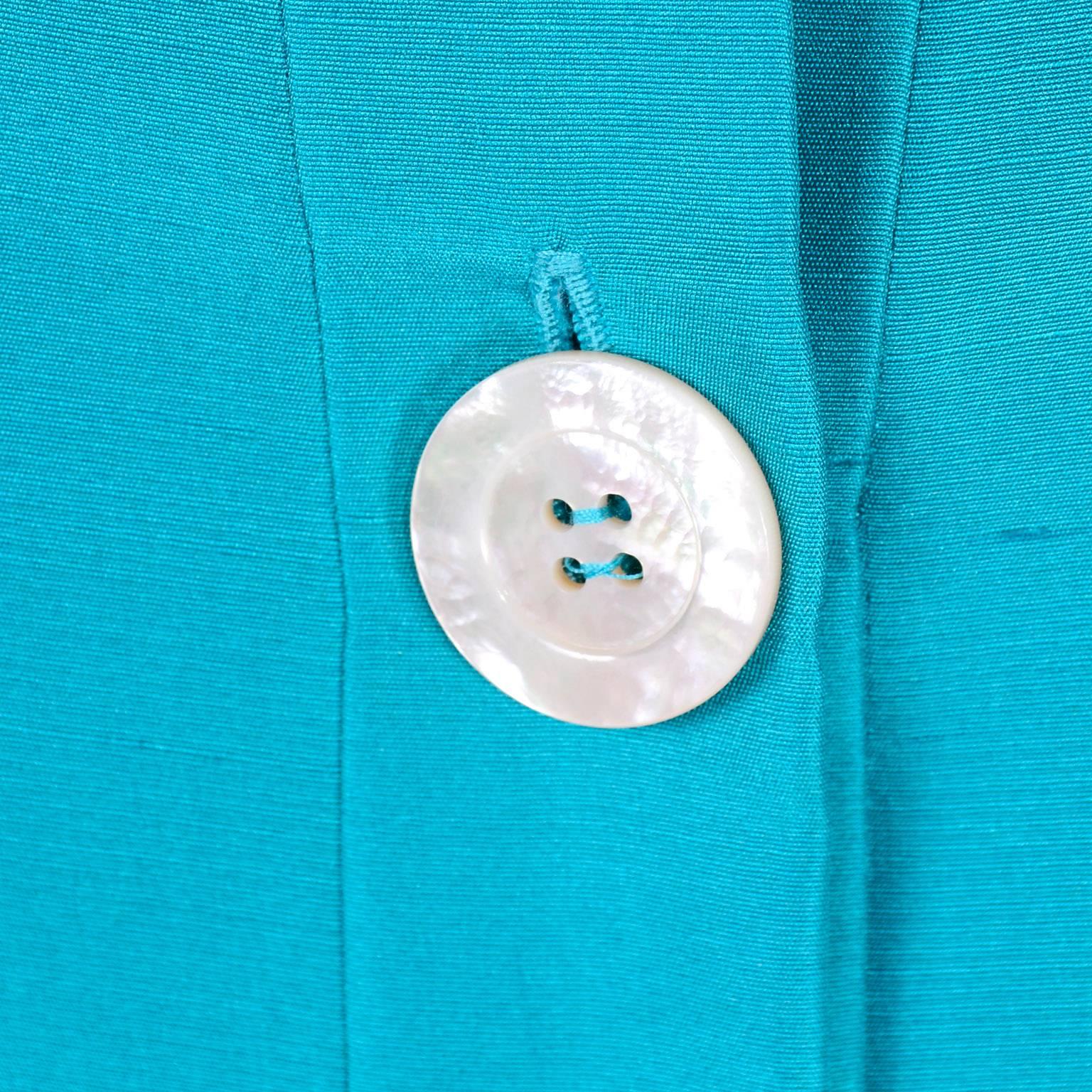 Oscar de la Renta - Robe sans manches en soie bleue et turquoise avec ourlet à bulles Resort 2009 en vente 2