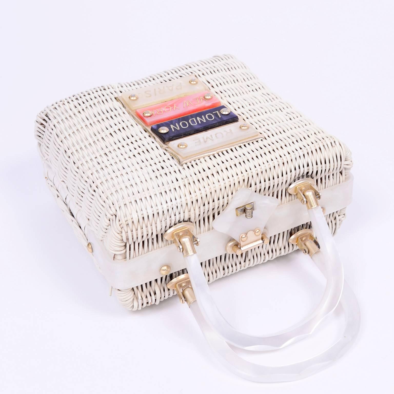 white wicker purse