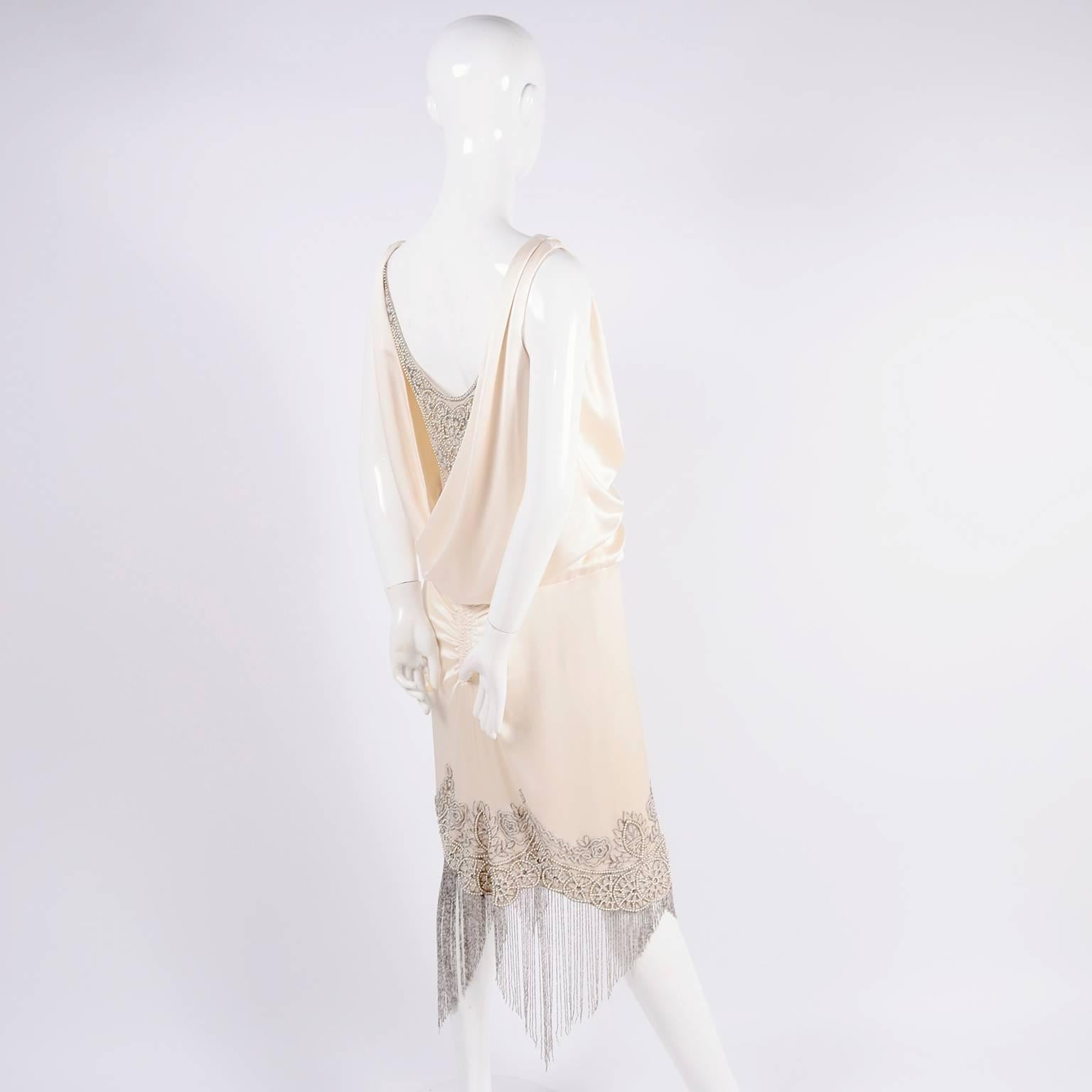 Alexander McQueen Ivory Silk Embroidered Beaded Dress with Fringe, 2007  5